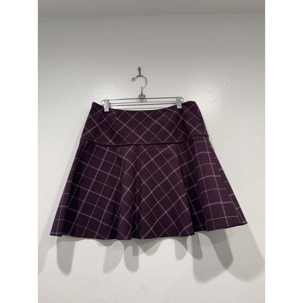 BEBE Plaid Mini Skirt Womens Size 6 Academia Y2K Flare Grunge Punk Emo Rave